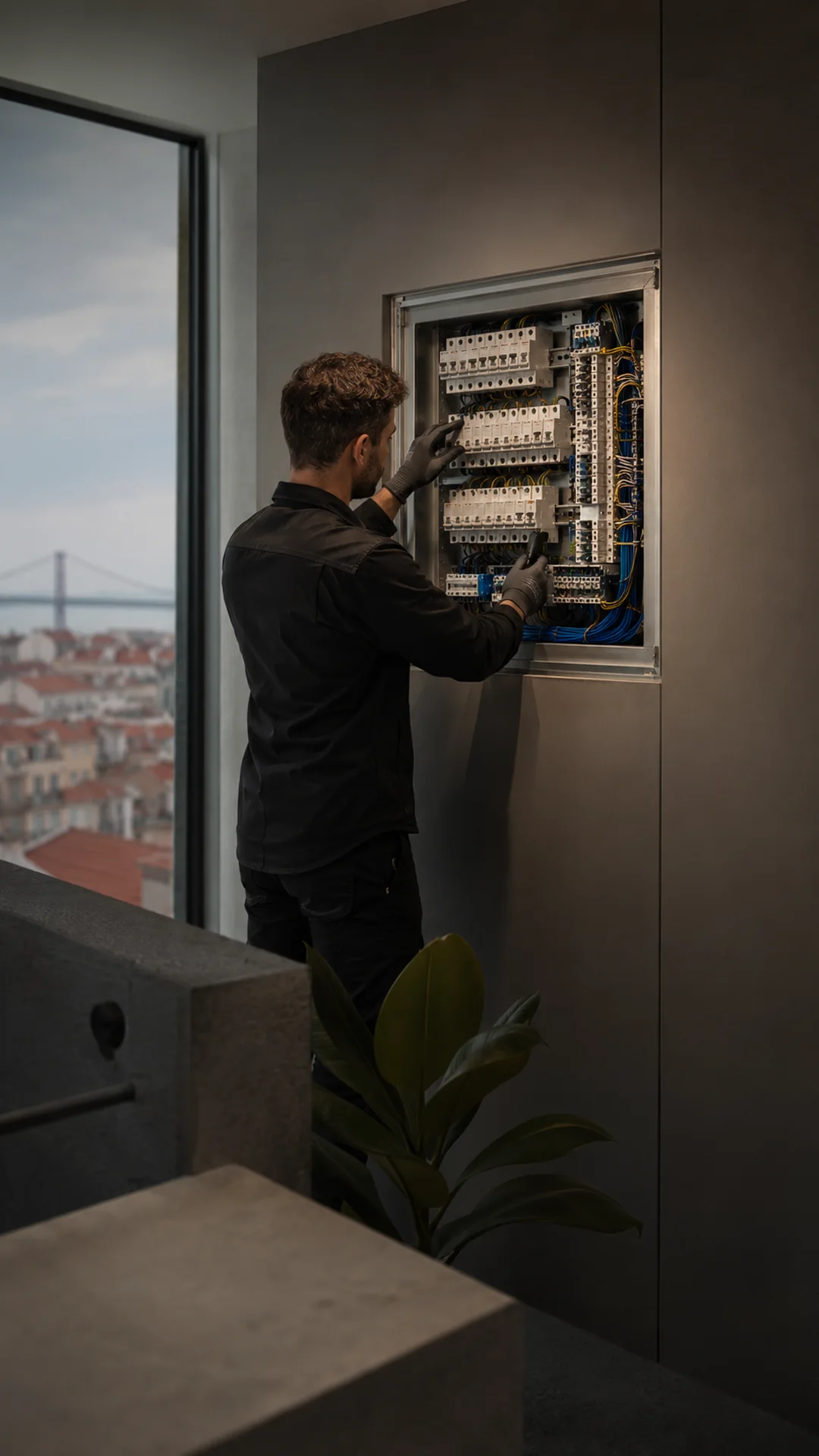 Montagem, reparação e organização de quadros elétricos em Lisboa. Disjuntores, diferenciais, circuitos e avarias.