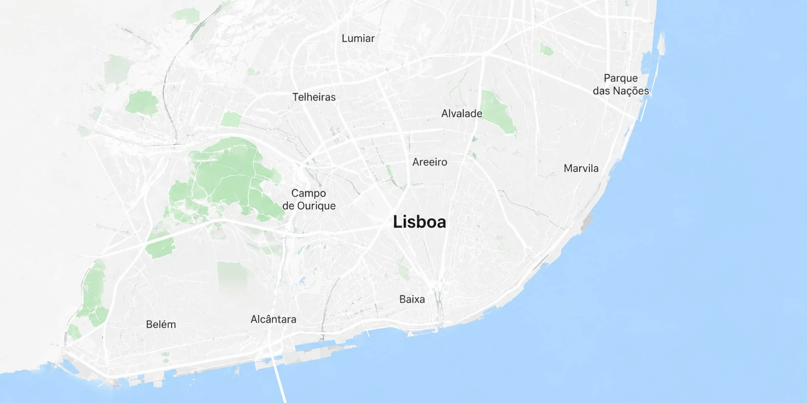 Mapa de cobertura de Lisboa e arredores